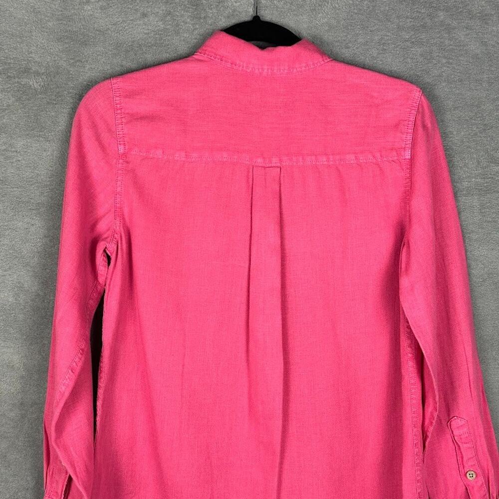Faherty Top Womens Extra Small Pink Linen Button Up Long Sleeve Lightweight Boho - Picture 4 of 12
